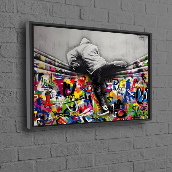 Suspensions Murales Personnalisées Modernes avec une Toile 3D et un Imprimé Banksy Boy pour une Uvre d'Art Grande et Colorée Parfaite pour la Décoration Murale