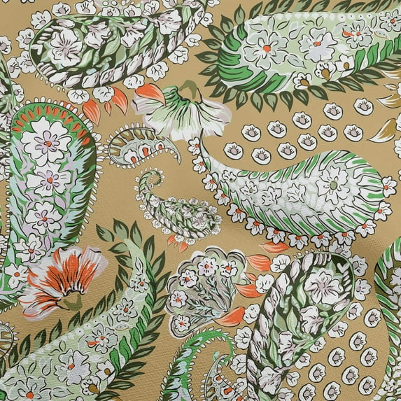 oneOone Cotton Cambric Light Brown Fabric Asian Paisley Diy Clothing Quilting Fabric Print Fabric By Yard 56 Inch Wide