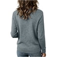 thumbnail image 7 of Qgtaibl Womens Ribbed Knit Long Sleeve Tops Crew Neck Soft Stretchy Lounge Blouse Loose Fit Basic Daily Pullover Shirts Light Blue L, 7 of 7