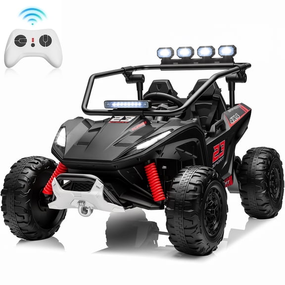 Joyracer 24V 2 Seater Ride on Toys UTV for Kids, 4WD 800W Electric Car with Parent Remote Control, LED Lights, Bluetooth Music, Safety Seat Belts, Roll Cage, Black