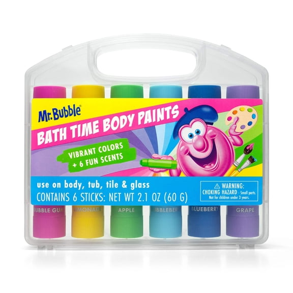 Mr. Bubble Bath Time Body Paints, Six Colors and Scents, Easy Clean Up