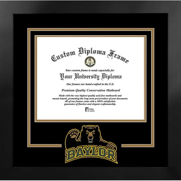 Baylor University Bears 14w x 11h Spirit Diploma Manhattan Black Frame with Bonus Campus Images Lithograph (value savings $59)