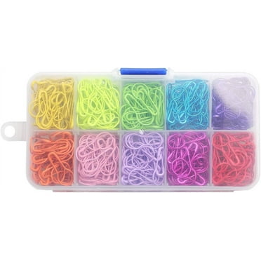 Colorful Metal Knitting Pins Stitch Markers Pear Shape Safety Pins for Sewing Clothing DIY Craft Making with Storage Box Knitting Counter Crochet Needle Clip Ring(10 colors-500pcs)