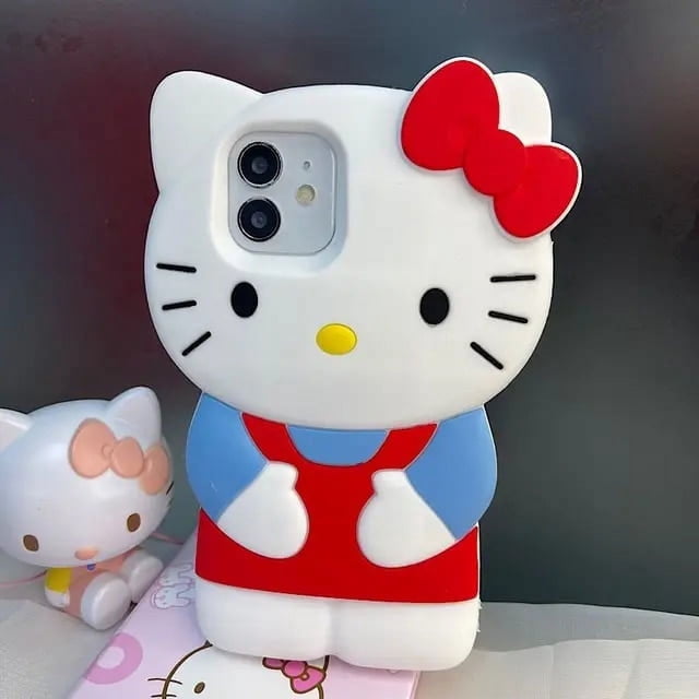 Sanrio 3D Stereoscopic Hello Kitty Cases For iPhone 14 13 12 11 Pro Max Mini XR XS 7 8 Plus Cartoon Soft Shockproof Back Cover ZR