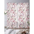 thumbnail image 3 of Pink Beige Flowers Sheer Curtains 84 Inch Length 2 Panels Set Window Treatments, Spring Floral Elegant Pastoral Botanical Rod Pocket Semi Curtains for Living Room/Bedroom/Kitchen Décor, 104"W x 84"L, 3 of 7