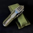thumbnail image 2 of 7 In 1 Multifunctional Outdoor Tableware Stainless Steel Foldable Fork Spoon Knife Picnic Camping Hiking Travelling Dinnerware GREEN, 2 of 6