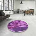 thumbnail image 4 of Ahgly Company Machine Washable Indoor Round Transitional Medium Violet Red Pink Area Rugs, 3' Round, 4 of 7