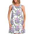 thumbnail image 1 of Easygdp Violets Flowers para Vestido Transpirable de Mujer, Vestido Suelto de Manga Corta con Pliegues y Bolsillos para el Verano, 1 of 7