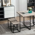 thumbnail image 5 of Metal and Wood Dining Table Set, Kitchen Compact Rectangular Dining Table with MDF Wood Tabletop and Sturdy Steel Frame, Industrial Modern Wood Dining Table and Bench with Steel Pipes, S9986, 5 of 8