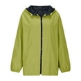 thumbnail image 6 of jtjvou Packable Rain Jacket for Women Waterproof Lightweight Raincoats Zip Up Long Sleeve Hooded Hiking Windbreaker Jackets Green XL, 6 of 9