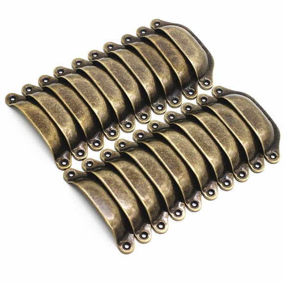WEICHUAN 20 Pcs Poignées en Métal pour Armoires de Cuisine, Meubles, Garde-Robe, Médicaments, Boutons de Tiroir Vintage, Poignées /lot Bronze Antique (Longueur : 96mm Largeur : 30mm)
