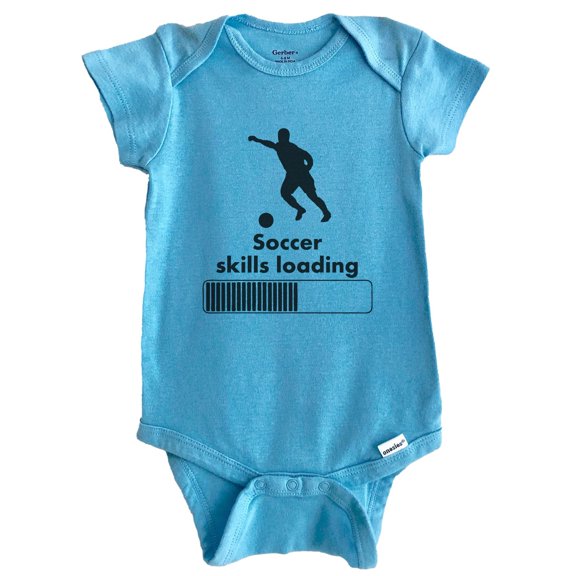 Soccer Skills Loading Funny Baby Bodysuit (Blue), 0-3 Months