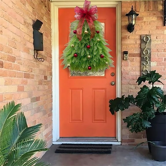 ZZkhGo Handmade Christmas Tree Wreath Front Door Holiday Decoration Versatile Wall Centerpiece Durable