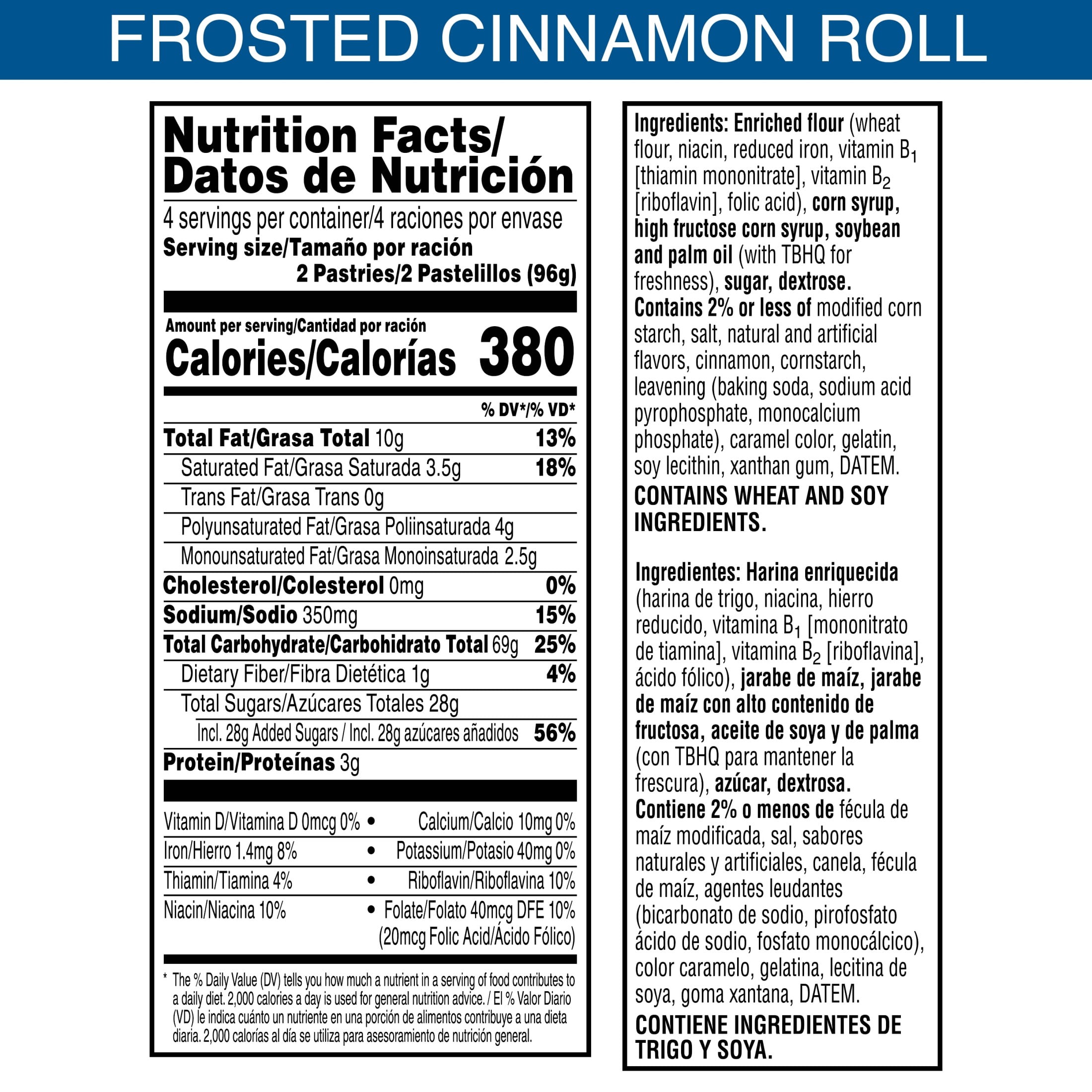 (4 pack) Pop-Tarts Frosted Cinnamon Roll Toaster Pastries, Breakfast Foods, Shelf-Stable, 13.5 oz (8 Count)