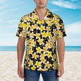 thumbnail image 4 of Yellow Small Flowers Hawaiian Shirts For Men, Summer Short-Sleeve Relaxed-Fit Button-Down Shirts Medium, 4 of 9