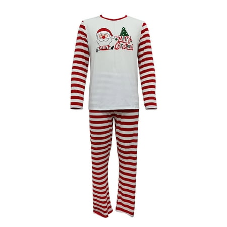 

Liliz Christmas Matching Family Classic Christmas Pajamas Suits Santa Stripes Tops+Pants Set