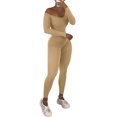 thumbnail image 4 of Elippeo Women Long Sleeve Bodycon Jumpsuits Square Neck Knitted Ribbed Rompers Workout Yoga One-Piece Bodysuit, 4 of 8