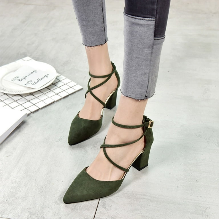 ZTTD Women s Fashion Buckle Strap Rivet High Heel Party Shoes