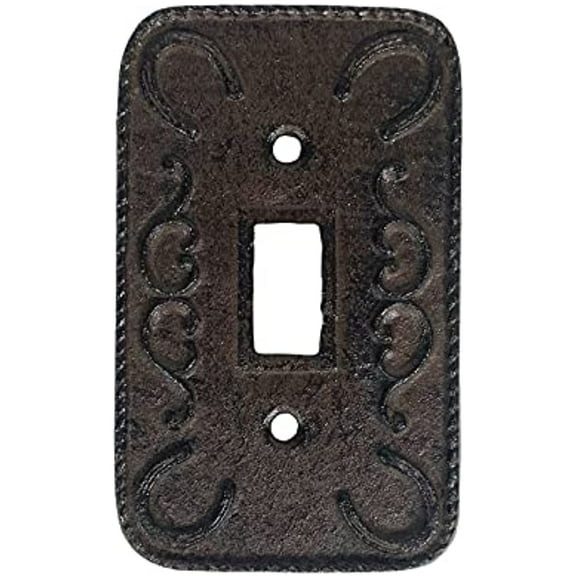 Urbalabs Western Floral Star Horseshoe Cast Iron Rustic Decorative Light Switch Outlet Wall Plate Covers Rustic Light Switch Covers Single Double 2 Gang Switch Plates (Horseshoe Single Switch)