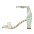 thumbnail image 2 of FSJ Women Wedding Pearl Round Open Toe Sandals Strap Chunky High Heel Ankle Buckle Comfortable Pump Bridal Party Prom Dress Shoes Size 5 Green, 2 of 5
