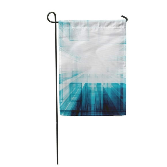 POGLIP Blueprint Abstract Architecture 3D Rendering Blur Box Building Colors Conceptual Garden Flag Decorative Flag House Banner 12x18 inch