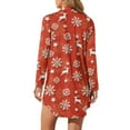 thumbnail image 2 of Yuyamidu Womens Christmas Nightgowns Reindeer Long Sleeve Pajama Top Snowflake Night Gowns Casual Button Down Night Shirts for Women Sleepwear Size M, Red, 2 of 7
