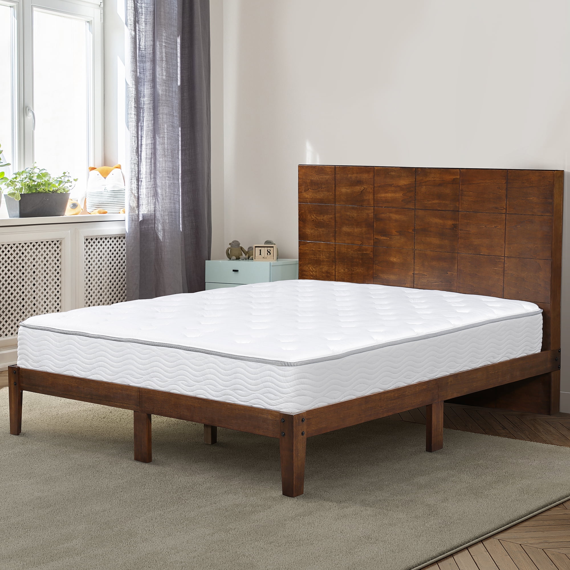 GranRest 48 Inch Platform Bed with Headboard, Queen