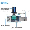 thumbnail image 2 of 3PCS 5W USB Fan Speed Controller Stepless USB Fan Speed Controller DC 5V DC 4-12V to 2.5-8V Regulator Speed Control Knob with Power Switch, 2 of 5