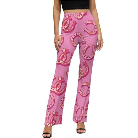 Womens Flare Bell Bottoms Pants, Cute Cowgirl High Waisted Flare Leggings for Women, Stretchy Wide Leg Yoga Pants