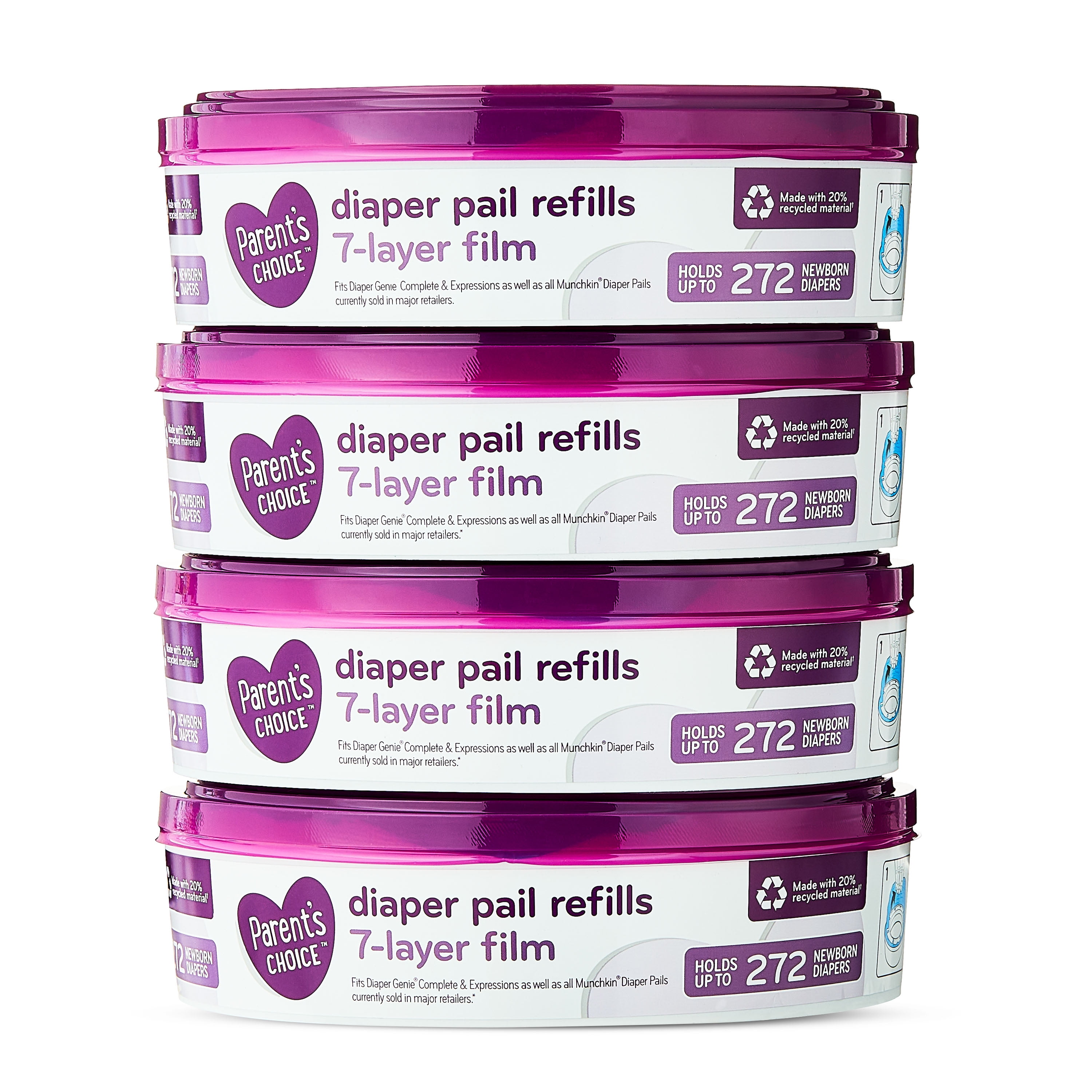 (3 pack) Parent's Choice Diaper Pail Refills, 4 Count