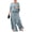 Light Blue, variant on Joernso Women's Casual Two Piece Chiffon Set Plus Size Mother of Bride Dressy Suit Crew Neck Top Wide Leg Pant Flowy Wedding Guest Outfit