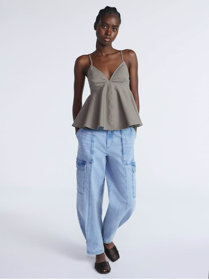 Scoop Women's and Women's Plus Denim Peplum Top, Sizes XS-4X