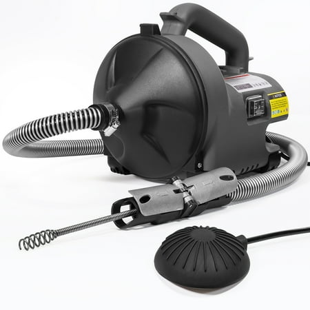 XtremepowerUS 30'ft Drain Auger Snake Sink Clog Pipe Cleaner 3/4" to 1/2" inch Autofeed Foot-Switch