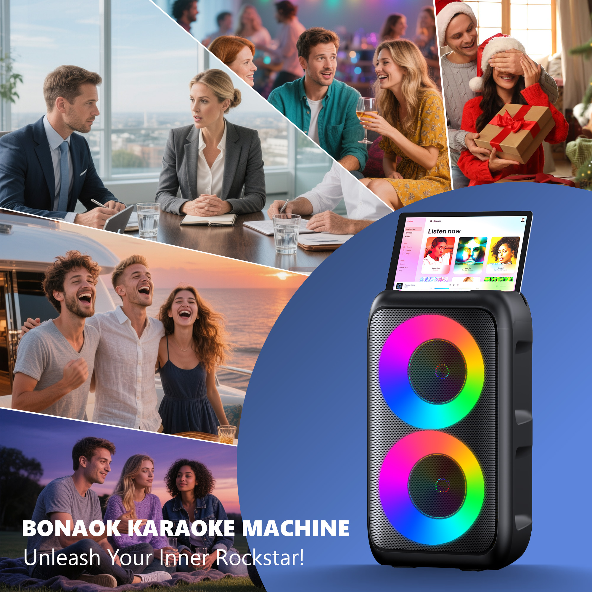 BONAOK Portable Karaoke Machine with Bluetooth and 2 Microphones photo 8