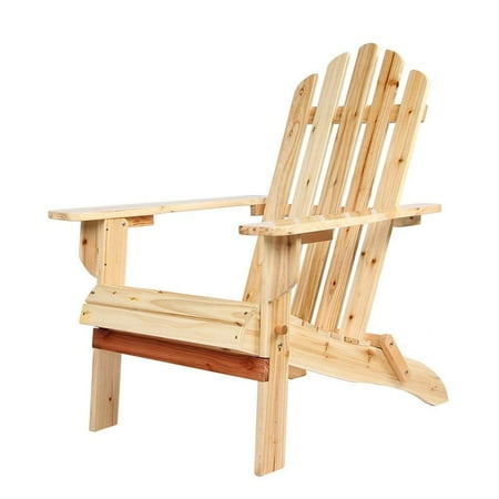 iCaber  Wood Adirondack Chair Outdoor Lounge Durable Chair For Patio Garden Furniture, Clear Lacquer