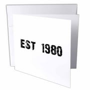 3dRose Grunge Est Established in 1980 - Eighties Baby Born Child of the 1980s - Personal custom birth year, Greeting Cards, 6 x 6 inches, set of 12