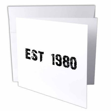 3dRose Grunge Est Established in 1980 - Eighties Baby Born Child of the 1980s - Personal custom birth year, Greeting Cards, 6 x 6 inches, set of 12