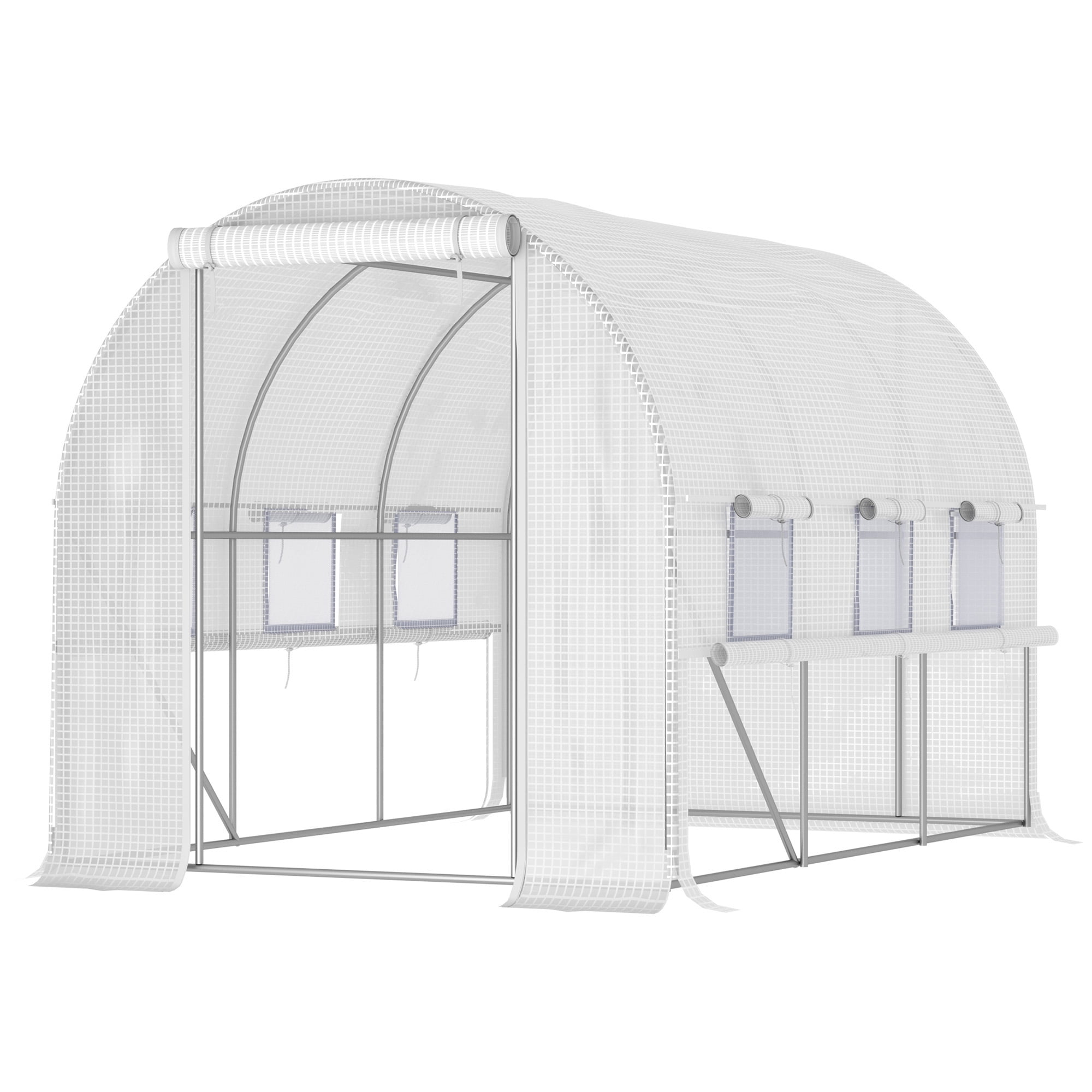 Outsunny 10' x 7' x 7' Walk In Tunnel Greenhouse, Outdoor Green House with Anti-Tear PE Cover