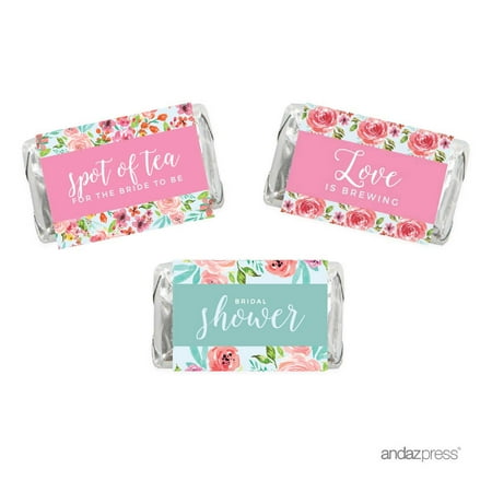 - Wedding Pink Roses English Tea Party, 36-Pack Chocolate Minis Labels, Party Favors