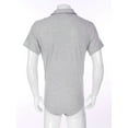 thumbnail image 4 of Yeahdor Mens One Piece Short Sleeve Bodysuit Pajamas Press Button Crotch Romper T-Shirt Nightwear Grey-B M, 4 of 7