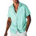 thumbnail image 2 of pstuiky Camisa de manga corta para hombre, Camiseta de verano fina de manga corta con cuello redondo, holgada, de color liso, informal, de manga corta y cuello redondo para hombre l, 2 of 4