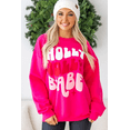 thumbnail image 6 of Women's Rose Red Holly Jolly Babe Graphic Oversized Sweatshirt | [ZhiHiMeRi] | (US 12-14)L, 6 of 7