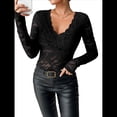 thumbnail image 2 of Blusas de Larga para Mujer, Elegantes, con Encaje de Crochet, Bordadas y Caladas, Moda 2025. Negro L, 2 of 7