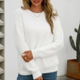 thumbnail image 6 of Fgnfyis Women Pullover Solid Color Long Sleeve Large Round Neck Sweater for Casual Wear White S, 6 of 8