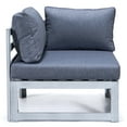 thumbnail image 3 of LeisureMod Chelsea Modern 7-Piece Outdoor Patio Conversation Set & 44" Propane Fire Pit Table in Weathered Grey Aluminum with Blue Cushions, 3 of 18