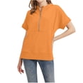 thumbnail image 2 of QHFBli Fall Women's Hoodie Women's Fashion Casual Short Sleeve Solid Hooded Sweatshirt Top Comfortable Lightweight Pullover for Everyday Wear and Versatile Outfit Combinations, 2 of 7