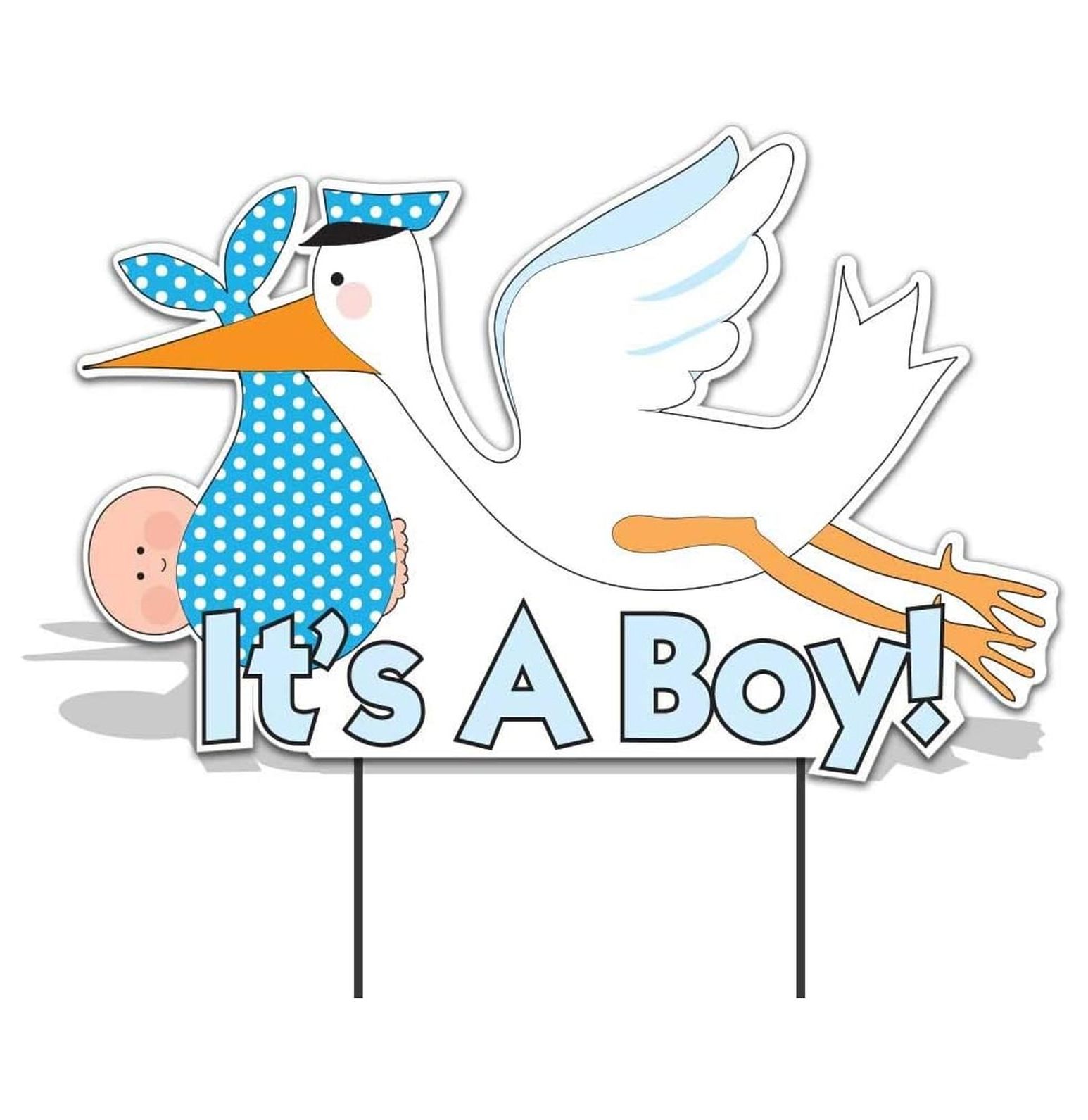 It's a Boy Yard Sign - Stork Lawn Decorations, New Baby Announcement - 20x31.5 Inch, Weatherproof, Light Skin Toned, Gender Reveal, Baby Shower Decor