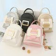 thumbnail image 3 of Fashion Mini Backpack Women PU Leather Patchwork Designer Shoulder Bag Portable Female Travel Backpack Pink, 3 of 6