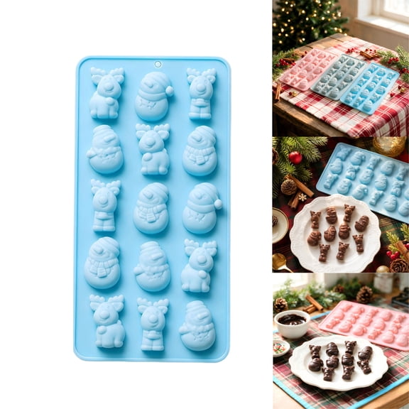 Christmas Character Silicone Chocolate Mold – Multipurpose Silicone Molds for Chocolate Candy Ice Cube – Easy Release Xmas Baking Silicone Mold