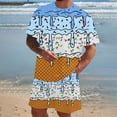 thumbnail image 5 of RUTAYY Men's Outfits Summer Casual Ice Cream Print Round Neck Short Sleeve Tee Shorts with Pocket Loose Fit Daily Wear Comfortable Vacation Playful Clothing Sets, 5 of 6